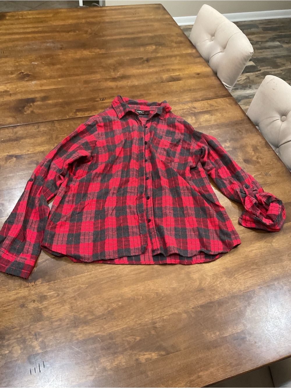Daytrip Red and Black Plaid Button-Down Shirt